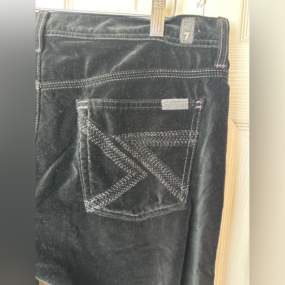 7 FOR ALL MANKIND Flynt Velvet Velour Pants Black Bootcut Flare Mid High Rise - Picture 6 of 10